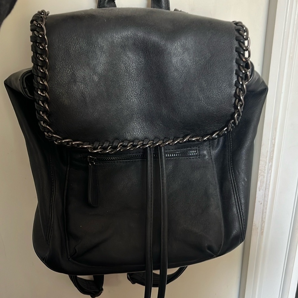 Elegant Black Leather Backpack